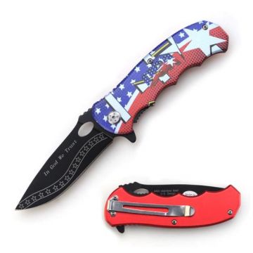 " In God We Trust " USA Tactical Folder Assist Knife 4.5